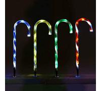 Thrink PACK of 4 Candy Cane Pathway Markers Garden Stake Lights | Mains Operated | Easy Installation Ideal For Indoor Outdoor Decoration | SIZE 52cm Tall | Multicoured