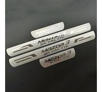 Pack Of 4 Car Stainless Steel Door Sill Protectors Kick Plates for Mazda 3 Skyactiv, Pedal Trim Scratch-Resistant and Wear Accessories Exterior Sill Protector