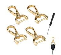 Pack of 4 Carabiner Hooks with Swivel Joint, Snap Hook Dog Lead, Bolt Carabiner, Swivel Carabiner, Multifunctional Carabiner Silver, Includes with Screwdriver, Suitable for Most Leads (Gold)
