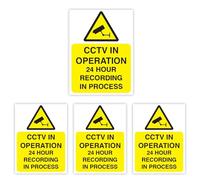 Pack of 4 CCTV Sign Waterproof Stickers (75 x 100 mm) for Security Cameras