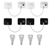 Pack of 4 Child Safety Locks, Window Locks, Fridge Lock, Window Lock for Fridge Cupboard, with Bring Four Keys, for Fridge Lock for Cupboards, Drawers, (Black White)