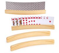 Pack of 4 Children's Card Holders, Playing Cards, 33 cm Wooden Playing Card Holder, Playing Cards, Hands-Free Playing Card Stand Made of Wood, Playing Card Holder for Children, Adults, Seniors