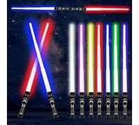 Pack of 4 children's lightsabers, duel lightsabers, 2-in-1 lightsaber, lightsaber to put together, RGB 7 variable colour laser sword, lightsaber, double blade with sound effects