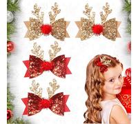 Pack of 4 Christmas Bow Hair Clips, Hair Clips, Hair Accessories, Christmas, Cute Reindeer Antlers Headband, Ears, Hair Accessory, Antlers Headpiece, Hair Pin for Women, Girls, Children