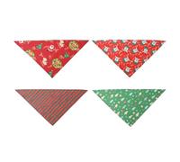Pack of 4 Christmas Pet Bandanas Cotton Soft Bibs with Festival Pattern for Dogs and Cats Perfect for Holiday Feeling