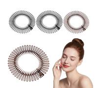 Pack of 4 Circular Stretch Headband Zigzag Comb Flexible Plastic Headband Women's Zigzag Stretch Hair Comb Stretch Comb Headband Hair Band Holder Headband Women (Black, Brown)