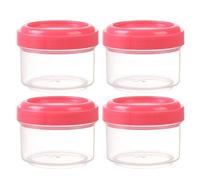 Pack of 4 Clear Plastic Jars with Leak-proof Lid, Round, Transparent Container, 35 ml, Refillable for Home Organisation in the Kitchen (G, 4.5 x 4.5 x 3.5 cm)