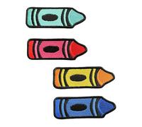 Pack of 4 Coloured Pencils Embroidery Patch Cute Collection Iron-On Patch Iron On Sew On Patch Sticker Application DIY Iron-On Patches for T-Shirt Vest Backpacks Jacket Clothing Bags Baseball Cap