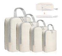 Pack of 4 compression bags, packing cubes compression travel organiser, storage suitcase can meet all your travel needs (beige, 4 pieces)