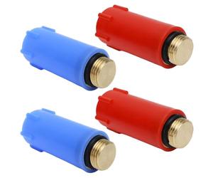 Pack of 4 construction plugs, 1/2 inch construction plugs with brass thread and zero ring seal, construction plugs, water pipe, blue red