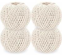 Pack of 4 Cotton Twine String Balls - 50M (164 Feet) Per Roll, Natural White - Kitchen Cooking String for Culinary, Baking & Crafts, Gardening Twine, School Art Projects, Gift Wrapping"