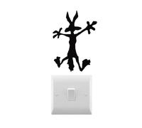Pack of 4 Coyote Crashing Silhouette Waterproof Decal - Car Bumper Sticker - Light Switch Sticker - Wall Decal (Black, 8cm x 6cm)