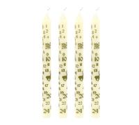 Pack of 4 Cream Dinner Christmas Advent Candles | Gold Day-Marked Festive Candles for Christmas Countdown - 25cm