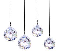 Pack of 4 Crystal Sun Catchers, Crystal Decorative Pendants, Crystal Rainbow, Sun Catcher Crystal Window, Window Decoration Crystal, Glass Pendant Crystal Ball for Garden Decoration/Home