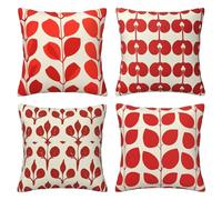 Pack of 4 Cushion Covers 60x60 cm Red White Short Plush Double Sided Soft Decorative Throw Pillow Covers Machine Washable, Square Throw Pillow Cases with Invisible Zipper for Sofa 24x24 Inch Mo8248