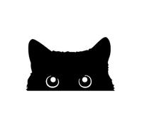 Pack of 4 Cute Cat Peeking Silhouette Sticker - Peel & Stick - Nursery Decal, Car Bumpers, Water Bottles, Scrapbooking, Fun Gift (10cm x 6cm, Black)