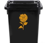 Pack of 4 Cute Sunflower Wheelie Bin Stickers - Recycling Box Stick On Numbers - Wheelie Bin Stickers Decorative - Sunflower Gifts - Easy to Apply (Golden Yellow)