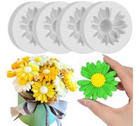 Pack of 4 Daisy Silicone Moulds, 3D Flower Casting Moulds for Chocolate, Fondant and Candles, Daisy Silicone Moulds for DIY Craft Projects, Daisy Flower Silicone Mould for Cake Decoration and Crafts