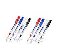 Pack of 4 Deep Hole Markers, Drill Hole Marker, 30 mm Tip Depth Hole Marker, Permanent Marker Pen for Wood, Plastic, Wall, Metal, Cardboard Construction Site Pen (Blue + Black + Red + White x 2)