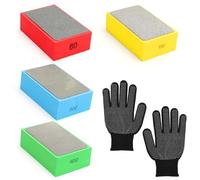 Pack of 4 Diamond Hand Polishing Pads, Tile Grinding 60/100/200/400 Polishing Pad Block Sanding Block Hand Sanding Pad Tile Sanding Blocks Polishing Pads for Stone Ceramic Tiles Glass Granite Marble