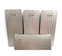 Pack of 4 Diamond Sharpening Stones,400/600/1000/1200 Grit Ultra Thin Honeycomb Surface Plate Knife Sharpener Stone with Anti Slip Base,5.9 x 2.48 Inches