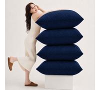 (Pack of 4, Diamond Velvet Cushion Navy) Luxury Velvet Filled Cushions Pack of 1, 2 & 4 Quilted Cushion Pads
