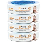 Pack of 4 diaper bin refills - Compatible with AngelCare, Foppapedretti and Litter Locker - with 4 Durable odor-resistant bags