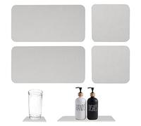 Pack of 4 Diatomaceous Earth Water Absorbent Stone, Dish Drying Mat, Stone Coaster, High Water Absorption, Sink Organiser for Bathroom and Kitchen, for Soaps, Lotion Bottles, Sponges (Beige)