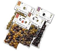 Pack of 4 Different Olives in Vacuum, 2 Greek Olive Varieties with 4 Flavours, Freshly Sealed Olives with Extra Virgin Olive Oil 4 x 200 g