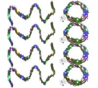Pack of 4 Dollhouse Mini LED Fairy Lights, 0.4 m, Christmas Door Wreath with Decorative Lamp Beads, Colourful Christmas Lighting, for Dollhouse Door, Wall, Fireplace Decoration
