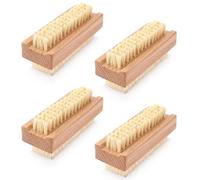 Pack of 4 Double Sided Nail Brushes for Cleaning Nails Wooden Nail Brush Hand Scrubbing Brush Heavy Duty Hand Brush Nail Cleaner