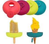 Pack of 4 Drip-Free Ice Lolly Holders for Children, Silicone Ice Holder Children Reusable Ice Holder for Children, Ice Drip Protection for Boys and Girls, for Toddlers, Mess Free