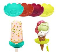 Pack of 4 Drip-Free Ice Lolly Holders for Children, Silicone Ice Holder Children Reusable Ice Holder for Children, Ice Drip Protection for Boys and Girls, for Toddlers, Mess Free