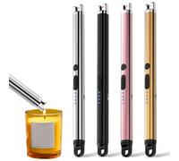 Pack of 4 Electric Lighters, Portable Windproof Stick Lighter, Arc Lighter, Stick Lighter, USB Rechargeable, Candle Lighter, Electric Lighter for Candle Grill, Stove, Fireplace, Hanging Hook