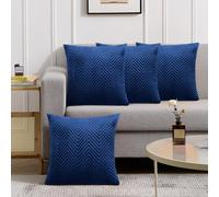 (Pack of 4, Embossed Velvet Filled Cushion Navy) Luxury Velvet Filled Cushions Pack of 1, 2 & 4 Quilted Cushion Pads
