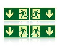 Pack of 4 Emergency Exit Down PVC Stickers Resistant for Outdoor and Indoor Use (29 x 13 cm) (4 Exit Down)