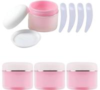 Pack of 4, Empty Transparent Frosted 50 g Pink Plastic Cosmetic Jars with Screw Lid, 50 ml Container for Lotions Cream(50ml)
