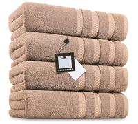 Pack of 4 Extra Large Big Super Jumbo Bath Sheets 100% Egyptian Cotton Oversized (100 x 200 cm -600 GSM) Quick Dry XL Bath Towels Set (Latte)