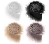 Pack of 4 Faux Fur Border Faux Fur Ribbon Fur Fabric, Furry Faux Precut Strips, Fox Fur Fabric Shaggy Artificial Stripes Ribbon Trim for Beard Santa Hair Dwarf DIY Decoration Faux Fur Christmas
