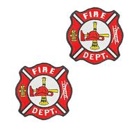 Pack of 4 Fire Dept Fireman Patches, Military Tactical Badges, Embroidered, Embroidered Emblem for Hook and Loop on Clothes, Decorative Backpack, Hats, Jeans, Uniform, Jackets, Trousers