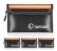 Pack of 4 Fireproof Bags with Reflective Strips, 20 x 13 cm, Practical Small Fireproof Money Bag for Documents, Cash and Valuables, 5200°F Heat-Resistant, Waterproof, Black