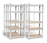 Pack of 4 Five Tier 1.5m Garage Shelving Units VonHaus Silver One Size