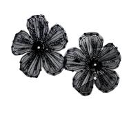 Pack of 4 Flower Embroidery Appliques, Clothing Sequin Patches, Lace Patch, Applique Appliques, Sew-On Sew-On for Wedding Dress, Bridesmaid Clothing, Black A
