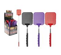 Pack of 4 - Fly Swatter Extendable Handle Upto 70cm Telescopic 201 Stainless Steel and Plastic Fly Swatter - Manual Swat With Anti Slip Grip Pest Control Flyswatter (Assorted Colours)
