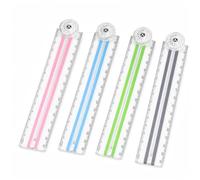 Pack of 4 Foldable Plastic Ruler 30 cm, Transparent Foldable Ruler, Folding Ruler with Angle Line, Sturdy and Practical Transparent Ruler for Students, Children, Office
