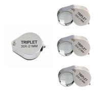 Pack of 4 Foldable Pocket Magnifier for Folding, Jeweler's Magnifying Glass 30x, for Tight Work, Jewellery, Coins, Rocks, Coins, Stamps, Mini Folding Magnifying Glass for Gemstones, Metal Folding