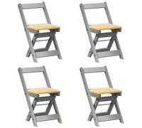 Pack of 4 Folding Dining Room Chairs table Grey Solid Pine Wood with Backrest Ideal for Kitchen Patio Garden Balcony Space Saving Camping Chairs