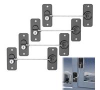 Pack of 4 Fridge Locks, Child Lock Children No Drilling Required Fridge Lock No Drilling with Key for Washing Machine, Cupboards, Wardrobes, Toilets, Wine Coolers, Windows, Black