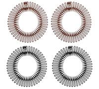 Pack of 4 Full Circular Stretch Combs Flexible Plastic Stretch Hair Comb Circle Stretchy Comb Headband Hair Band Holder Elastic Comb Stretch Comb for Girls Women Black/Brown