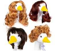 Pack Of 4 Funny Pet Costume Geese Headdress Wigs Easy To Wear Soft Materials Party Dress Up Accessories Soft Polyester Pet Wigs